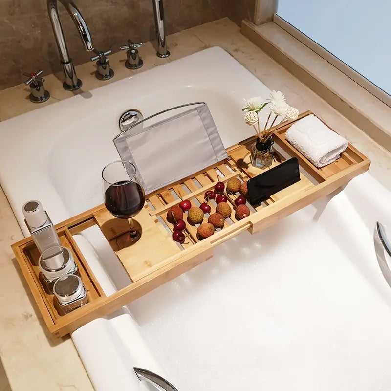 Premium Bamboo Extendable Bathtub Tray