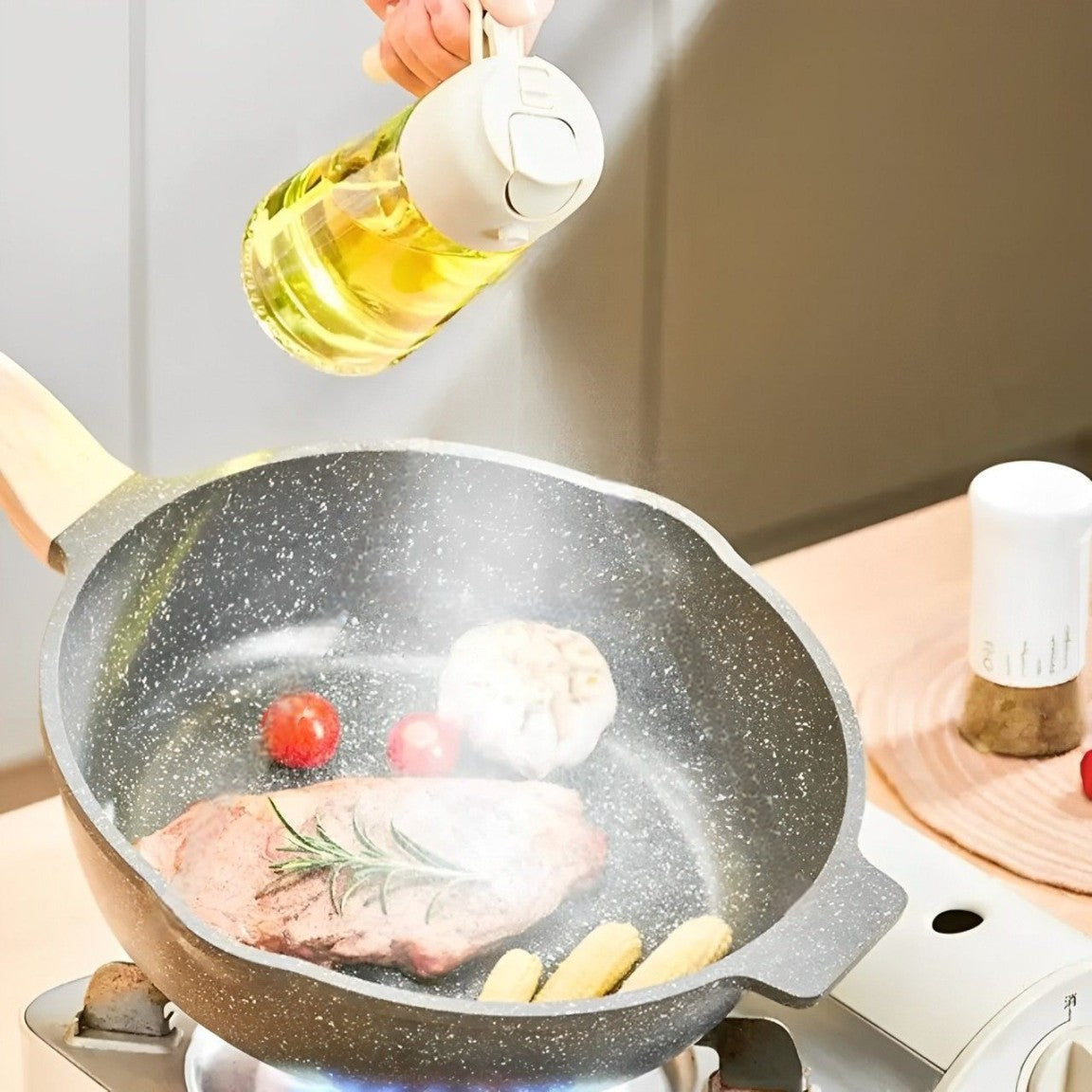 2-in-1 Olive Oil Dispenser and Sprayer for Cooking, Salad, Frying and BBQ