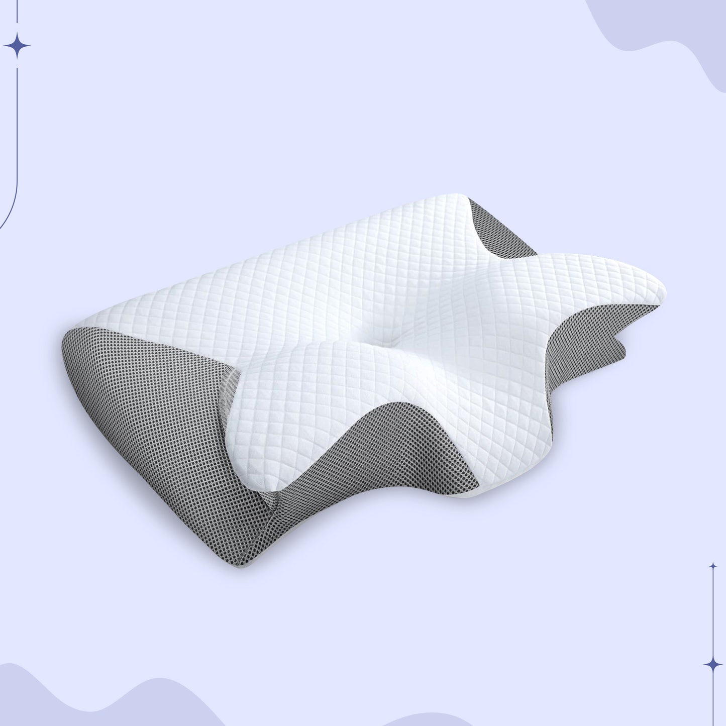 Memory Foam Neck Butterfly Shape Pillow with Armrests for Side & Back Sleepers