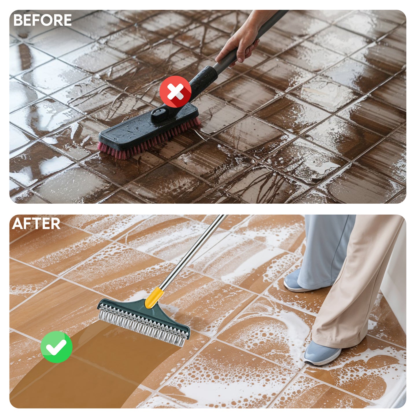 2-in-1 Cleaning Floor Scrub Brush