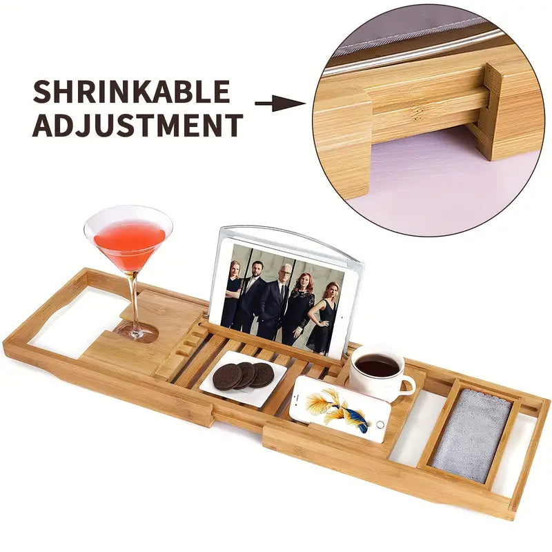 Premium Bamboo Extendable Bathtub Tray
