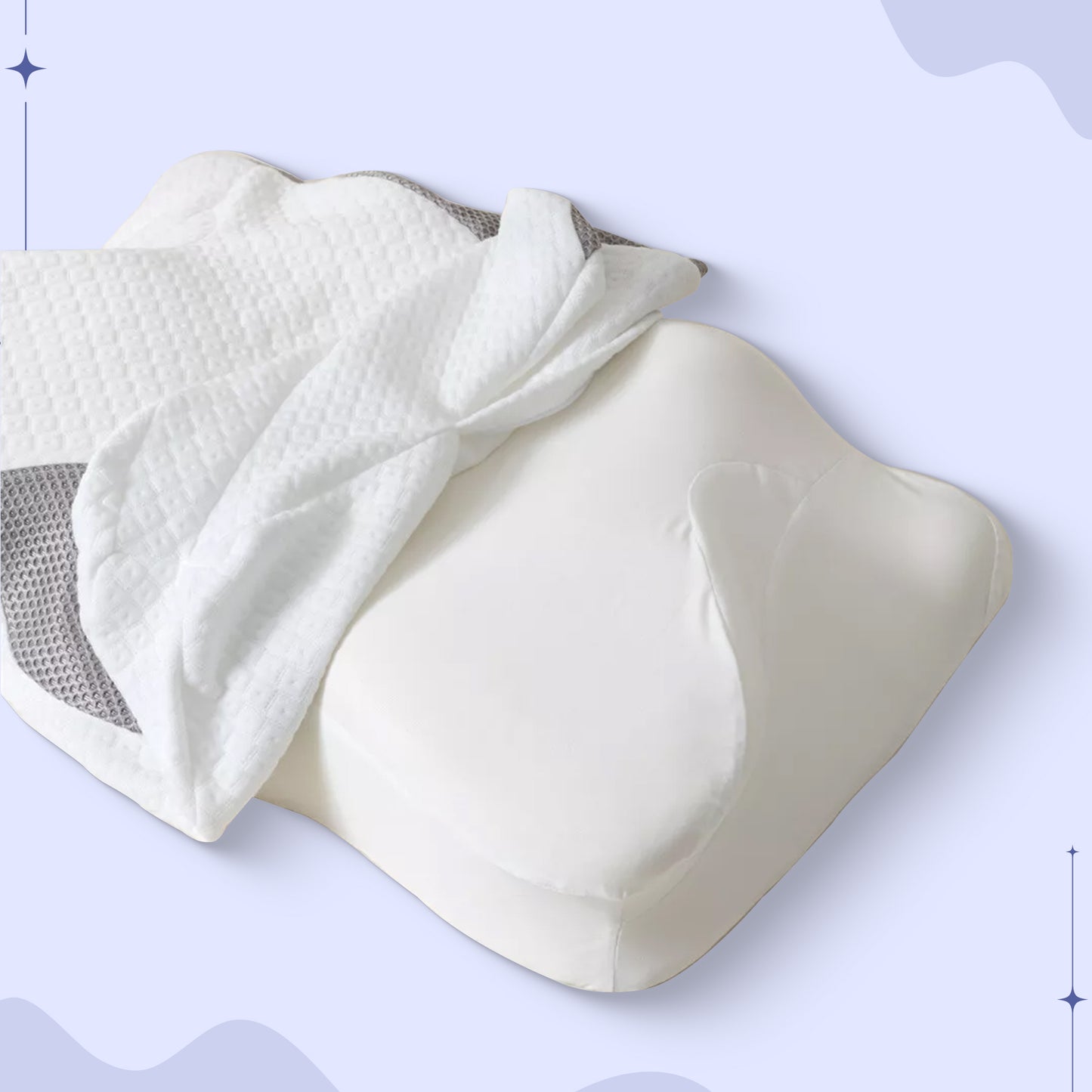 Memory Foam Neck Butterfly Shape Pillow with Armrests for Side & Back Sleepers