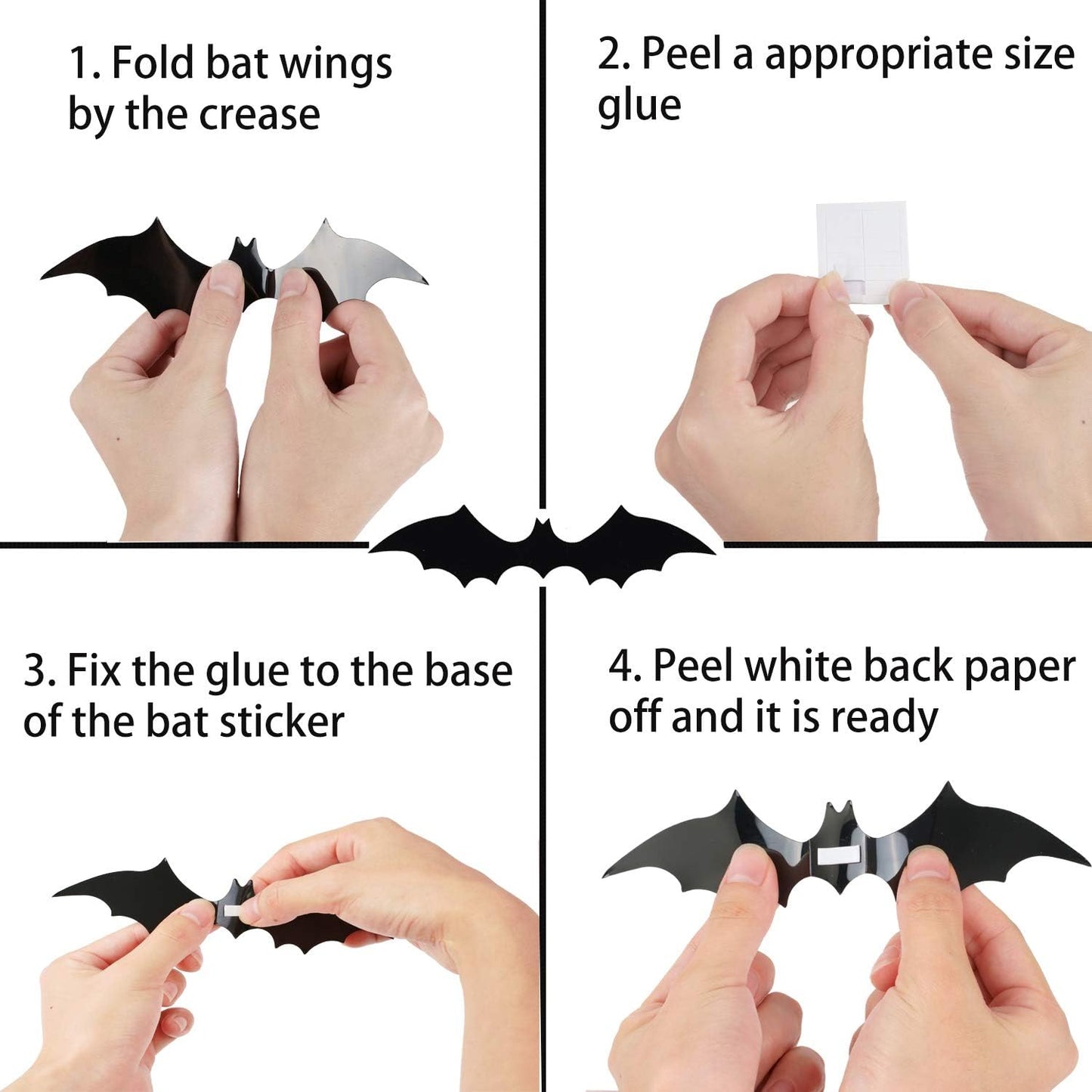 Bats Wall Decor Stickers - Halloween Decoration Stickers For Home Décor (120 Pc)