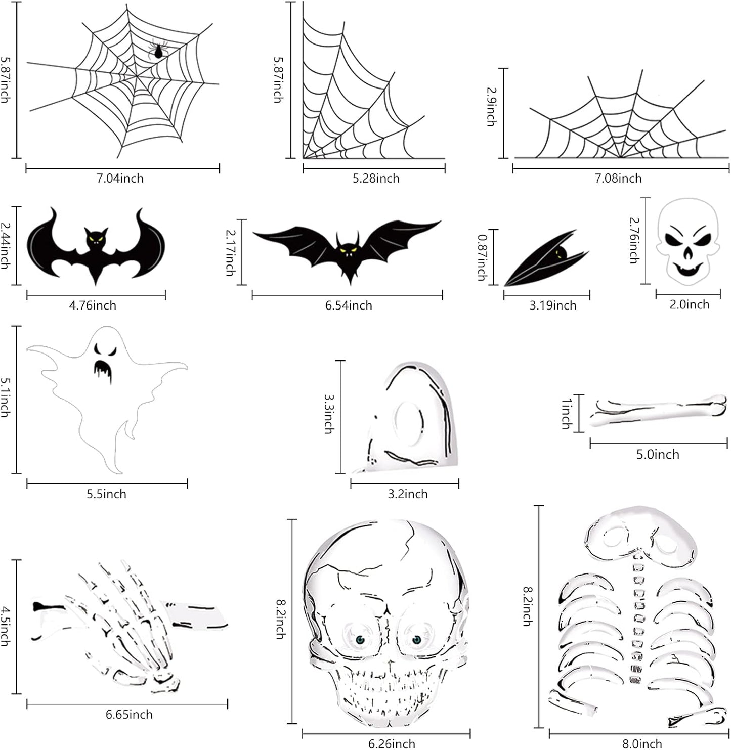 140PCS Halloween Window Clings Decor - Double-Sided Removable Stickers For Indoor Halloween Party Decorations