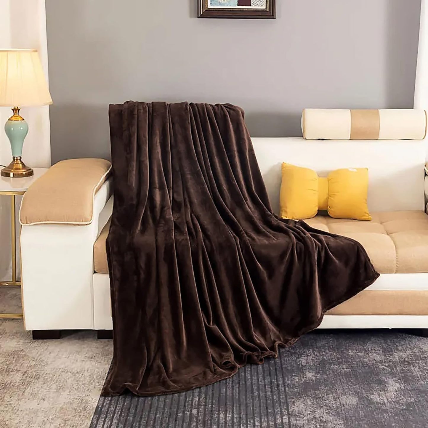 Fleece Large Sofa Throw Light Weight Faux Fur Blanket