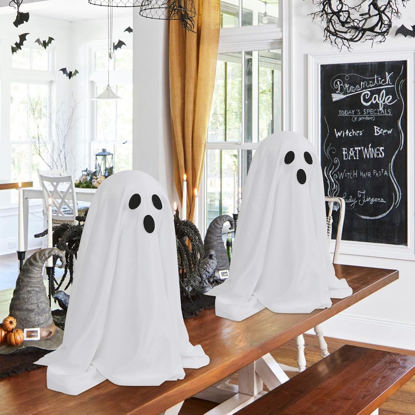 SPOOKY GHOST HALLOWEEN DECOR - STRING LIGHTS BATTERY OPERATED