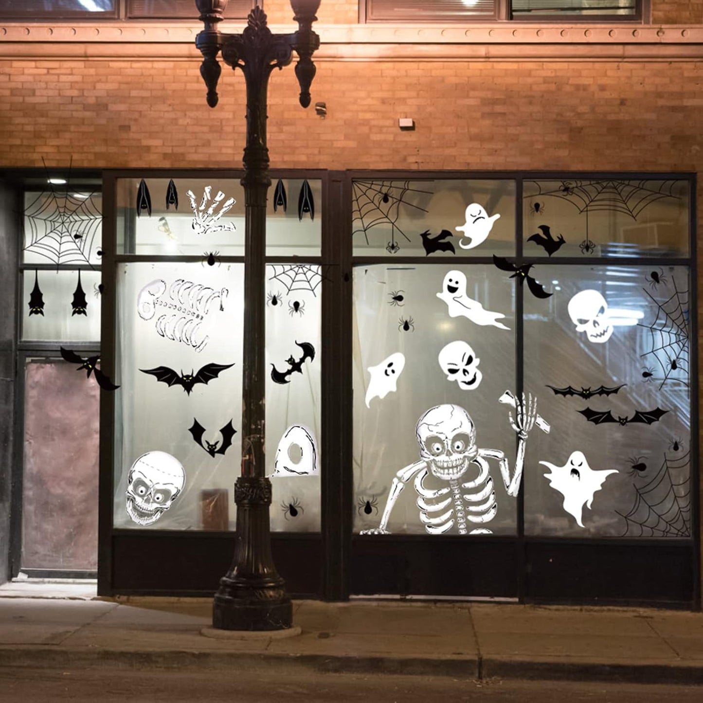140PCS Halloween Window Clings Decor - Double-Sided Removable Stickers For Indoor Halloween Party Decorations
