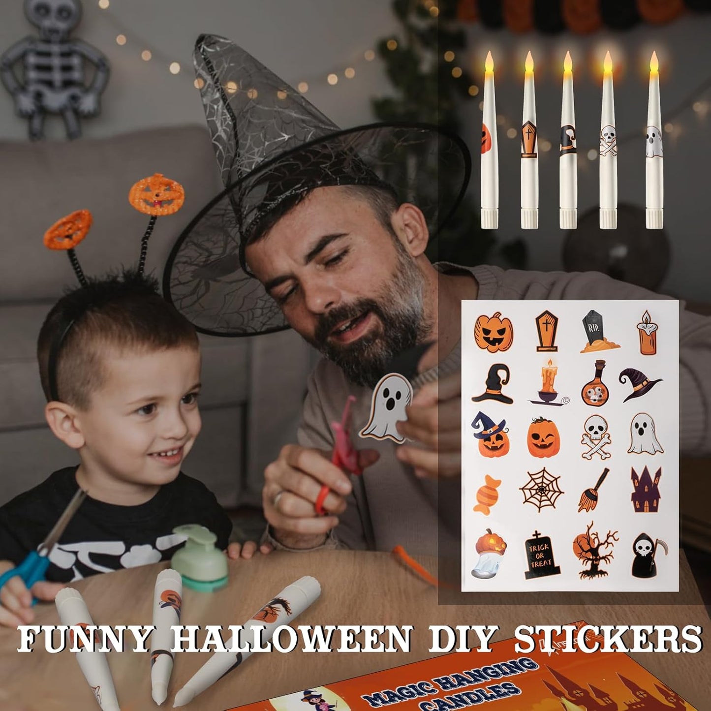 HALLOWEEN DECORATION CANDLES - 20PCS FLOATING CANDLES WITH WAND REMOTE -