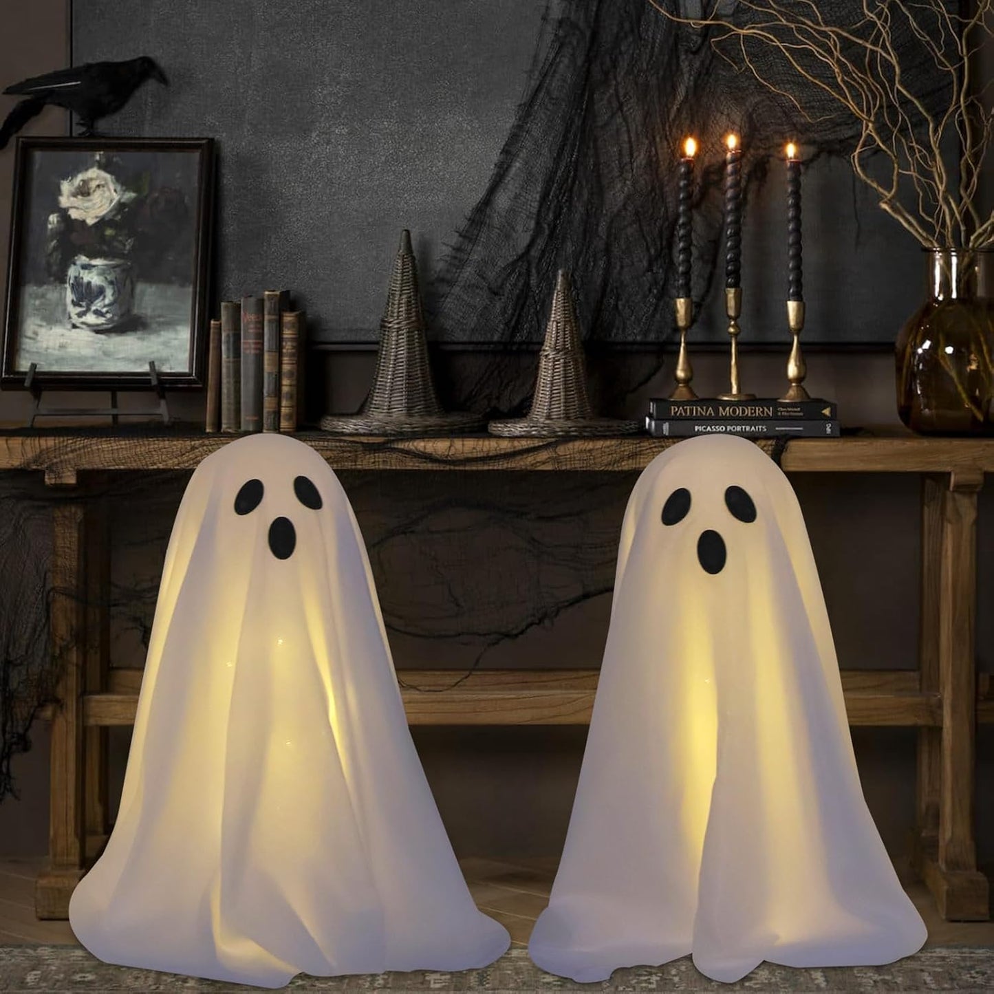 SPOOKY GHOST HALLOWEEN DECOR - STRING LIGHTS BATTERY OPERATED