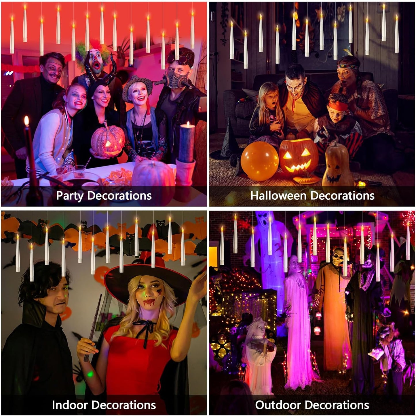 HALLOWEEN DECORATION CANDLES - 20PCS FLOATING CANDLES WITH WAND REMOTE -