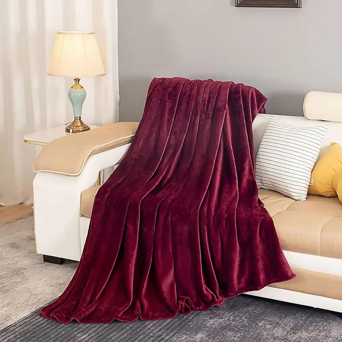 Fleece Large Sofa Throw Light Weight Faux Fur Blanket
