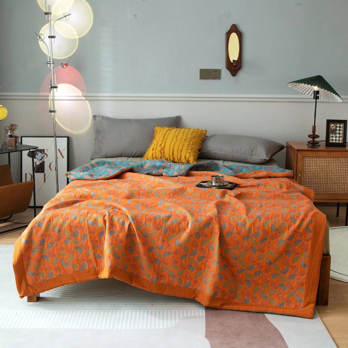 COTTON REVERSIBLE QUILTED BEDCOVER + Matching Pillow Cases - All in One Set
