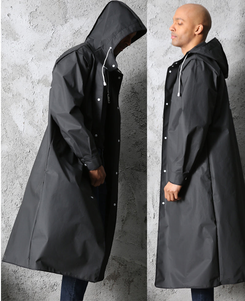 Waterproof Long Hooded Raincoat (Unisex) for Work, School and Outdoor Activities