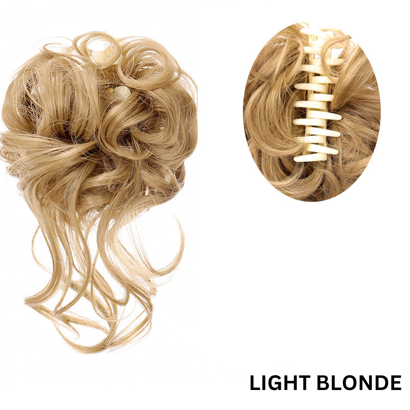 Messy Bun Hair Wavy Curly with Claw Clip Super Natural Look