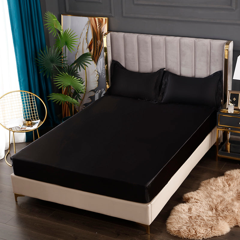 Silk Satin Elastic Fitted Sheet with FREE* Silk Satin Pillowcases
