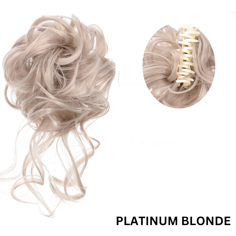 Messy Bun Hair Wavy Curly with Claw Clip Super Natural Look
