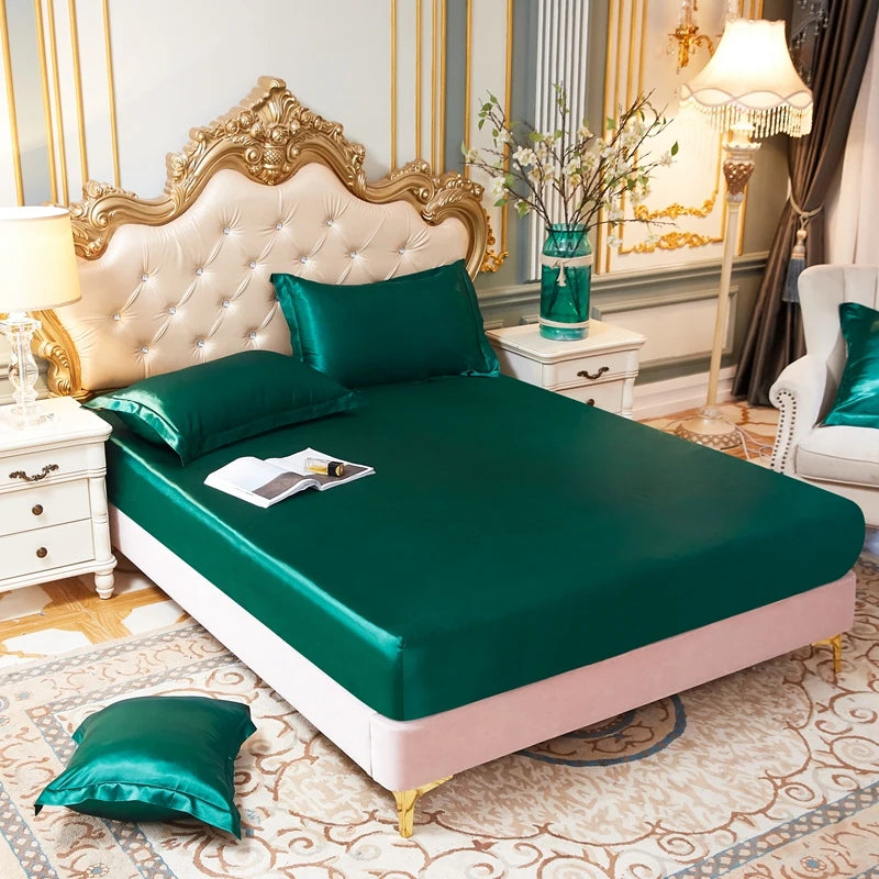 Silk Satin Elastic Fitted Sheet with FREE* Silk Satin Pillowcases