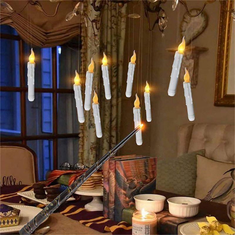 HALLOWEEN DECORATION CANDLES - 20PCS FLOATING CANDLES WITH WAND REMOTE -