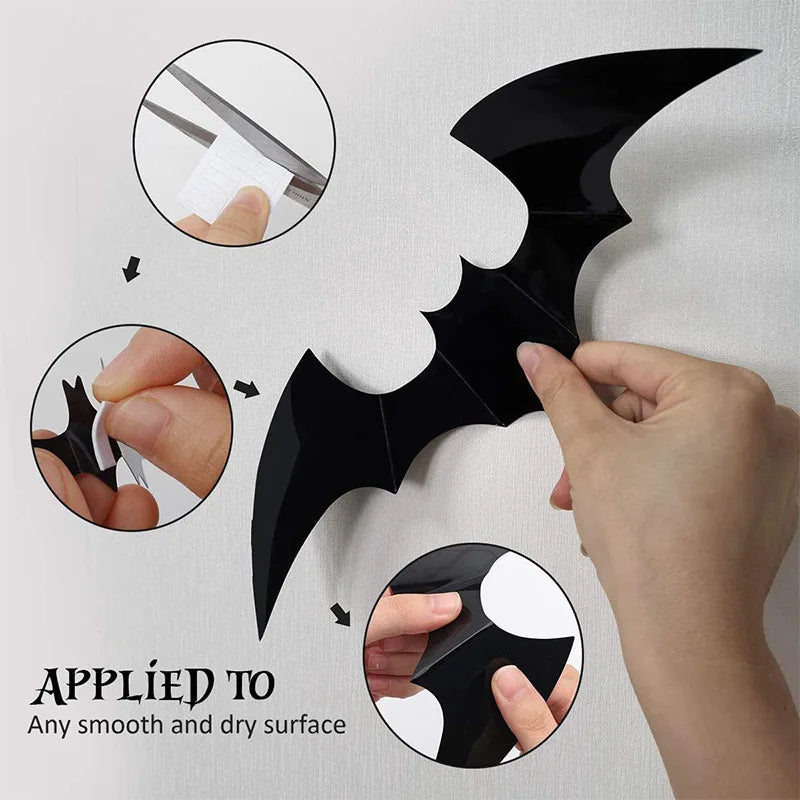 Bats Wall Decor Stickers - Halloween Decoration Stickers For Home Décor (120 Pc)