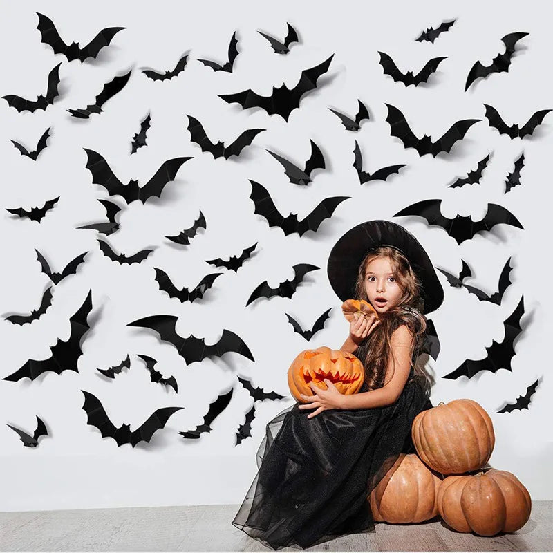 Bats Wall Decor Stickers - Halloween Decoration Stickers For Home Décor (120 Pc)