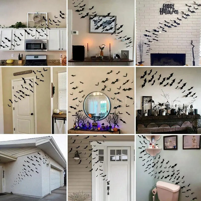 Bats Wall Decor Stickers - Halloween Decoration Stickers For Home Décor (120 Pc)