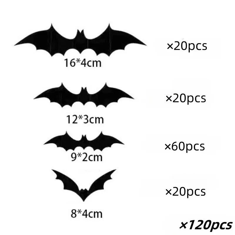 Bats Wall Decor Stickers - Halloween Decoration Stickers For Home Décor (120 Pc)
