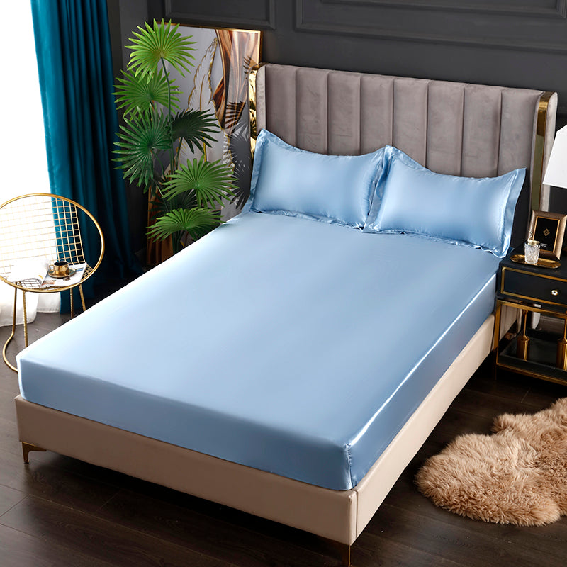 Silk Satin Elastic Fitted Sheet with FREE* Silk Satin Pillowcases