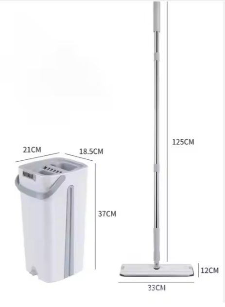 Flat Bottom Mop and Bucket Set with Aluminum Handle