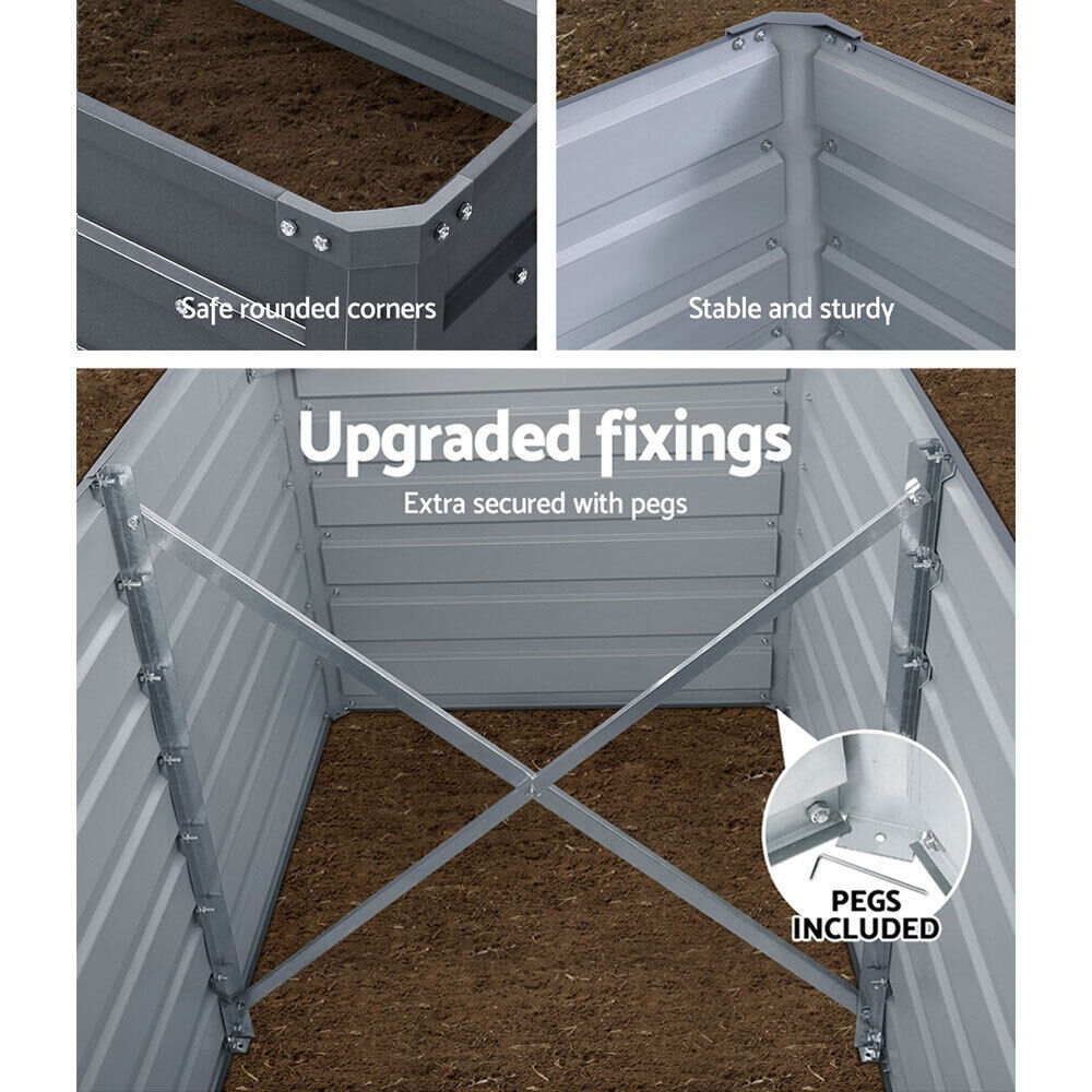 2 in 1 Galvanised Steel Raised Rectangular Garden Bed - Easy Installations & Dismountable