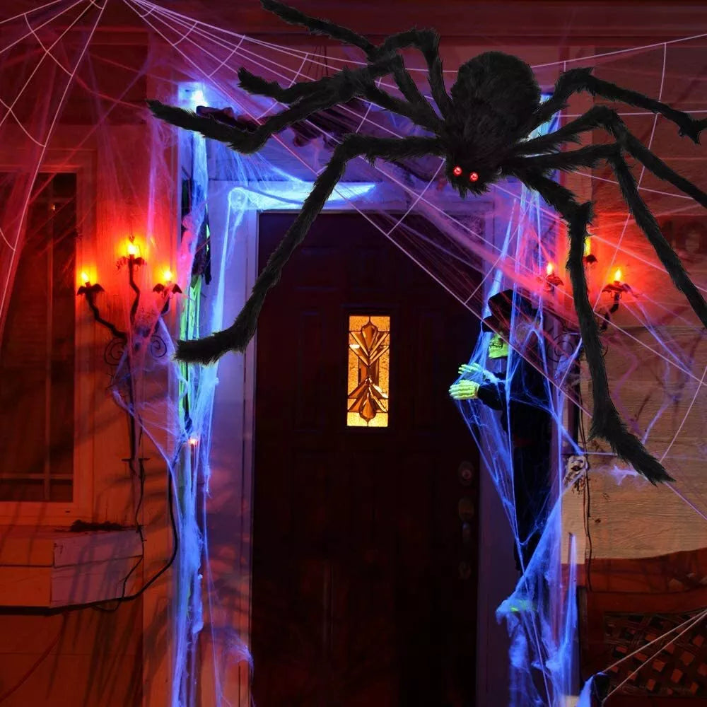Giant Spider With Triangular Spider Web - Halloween Decorations For Yard, Home, Parties, Haunted House