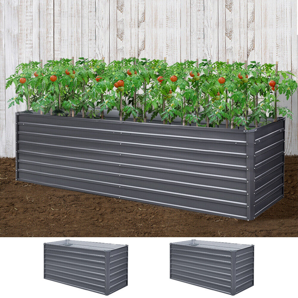 2 in 1 Galvanised Steel Raised Rectangular Garden Bed - Easy Installations & Dismountable