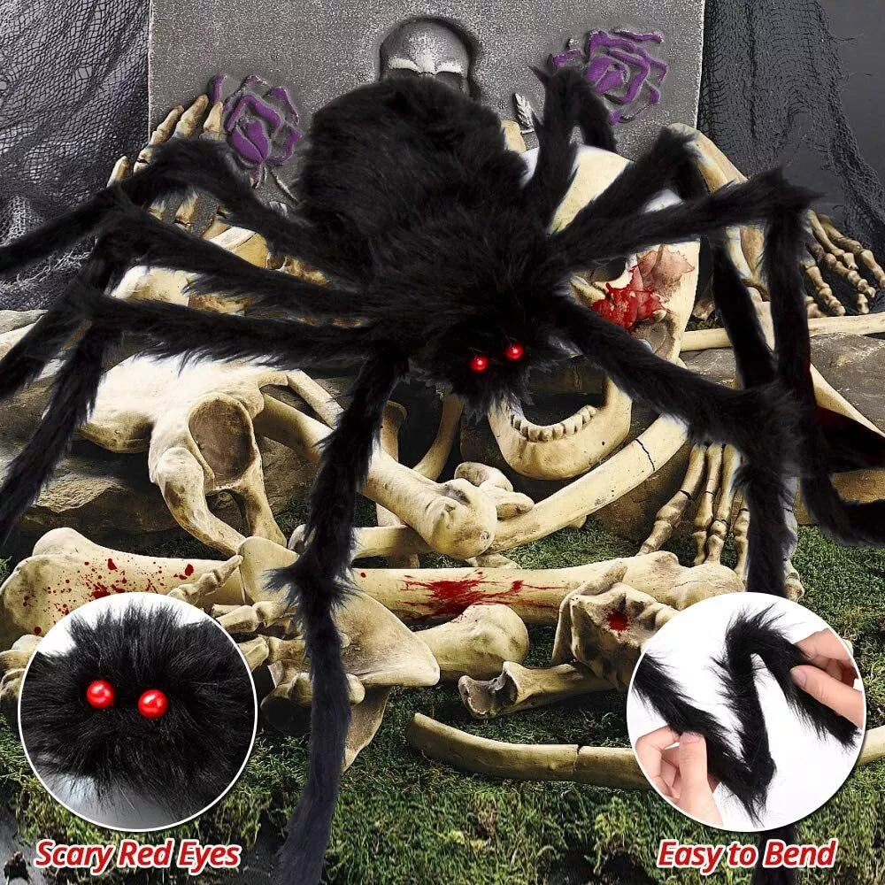Giant Spider With Triangular Spider Web - Halloween Decorations For Yard, Home, Parties, Haunted House
