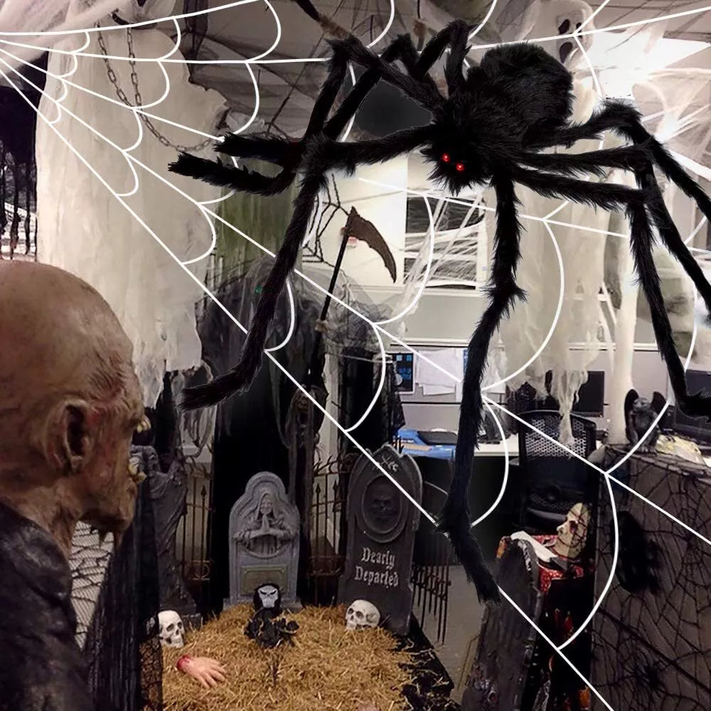 Giant Spider With Triangular Spider Web - Halloween Decorations For Yard, Home, Parties, Haunted House