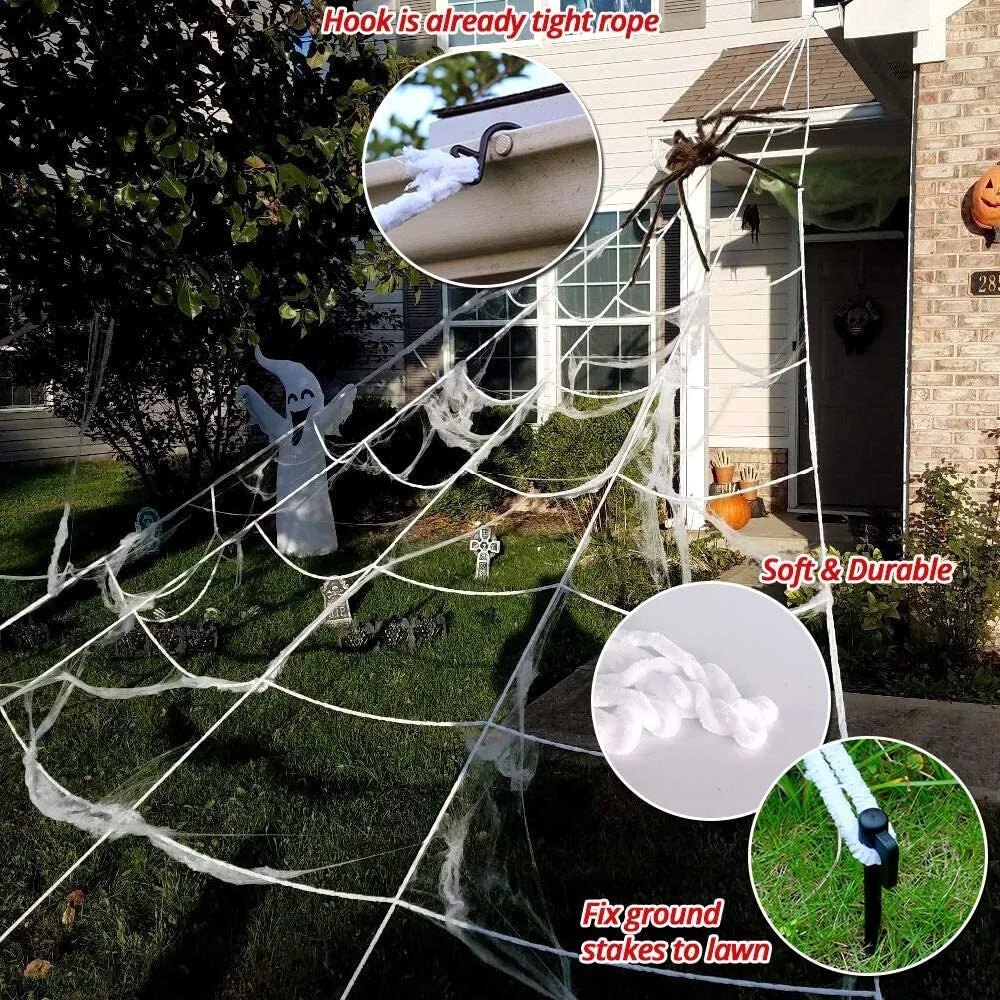 Giant Spider With Triangular Spider Web - Halloween Decorations For Yard, Home, Parties, Haunted House