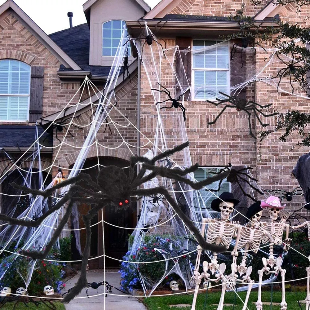 Giant Spider With Triangular Spider Web - Halloween Decorations For Yard, Home, Parties, Haunted House
