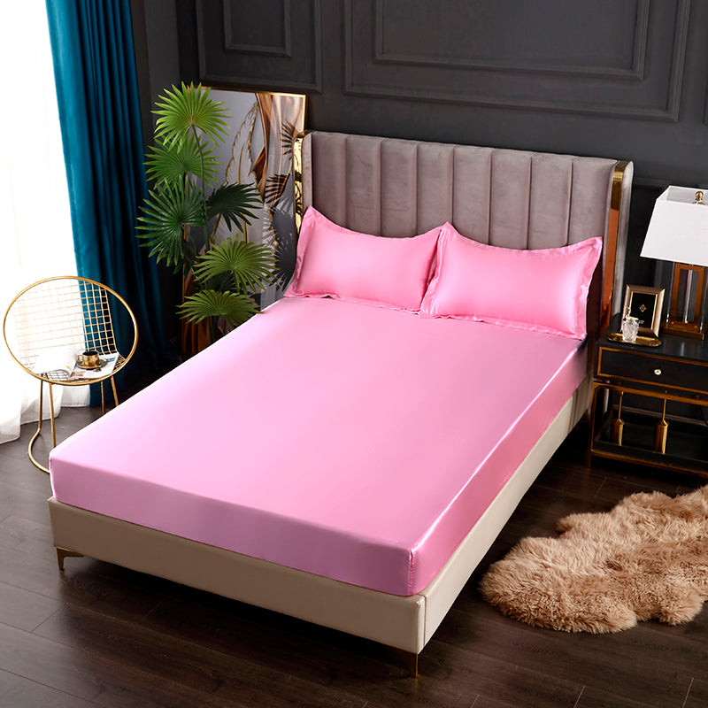 Silk Satin Elastic Fitted Sheet with FREE* Silk Satin Pillowcases