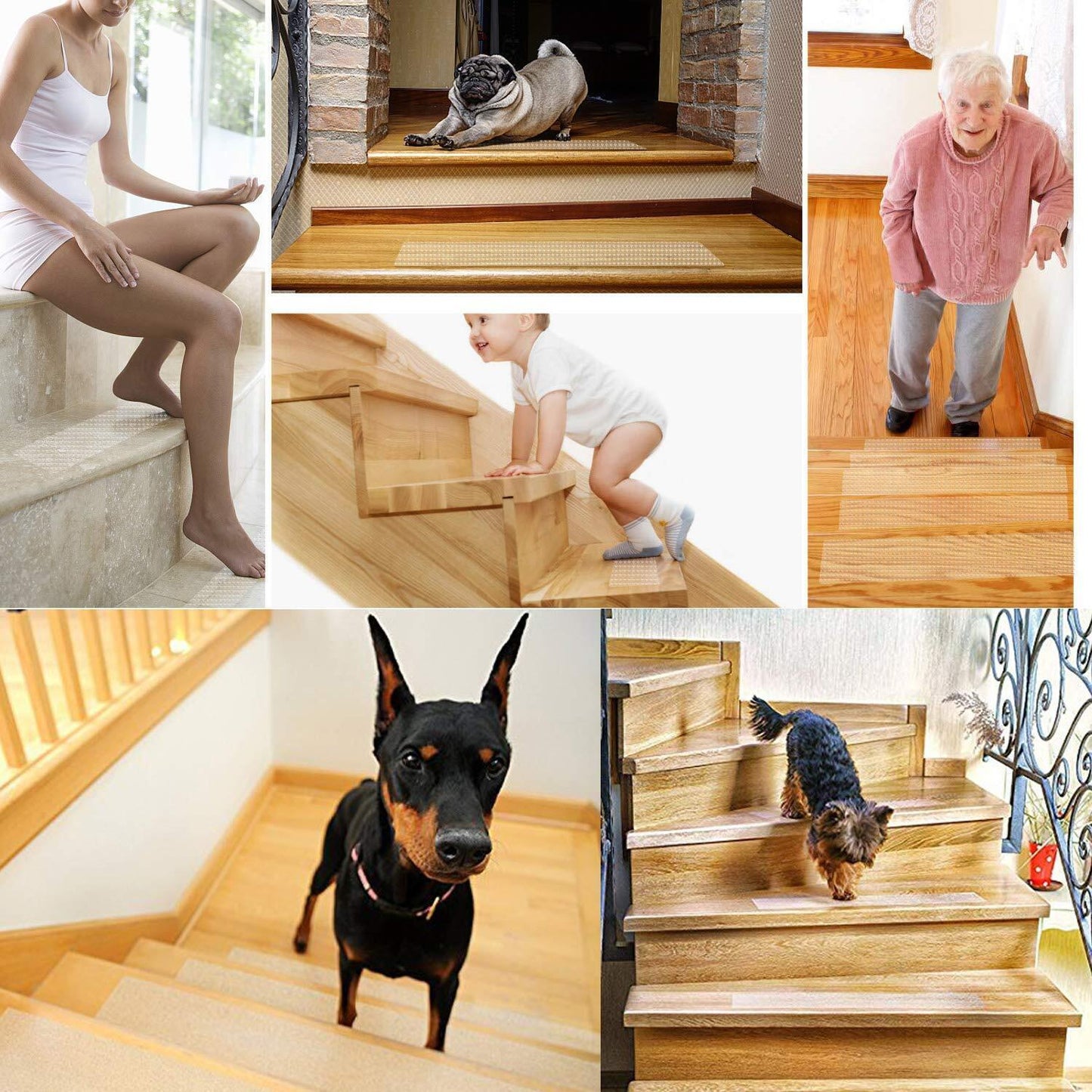 Stair Treads Non-Slip Strips for Indoors Clear Safety Anti Slip Step Grip Tape