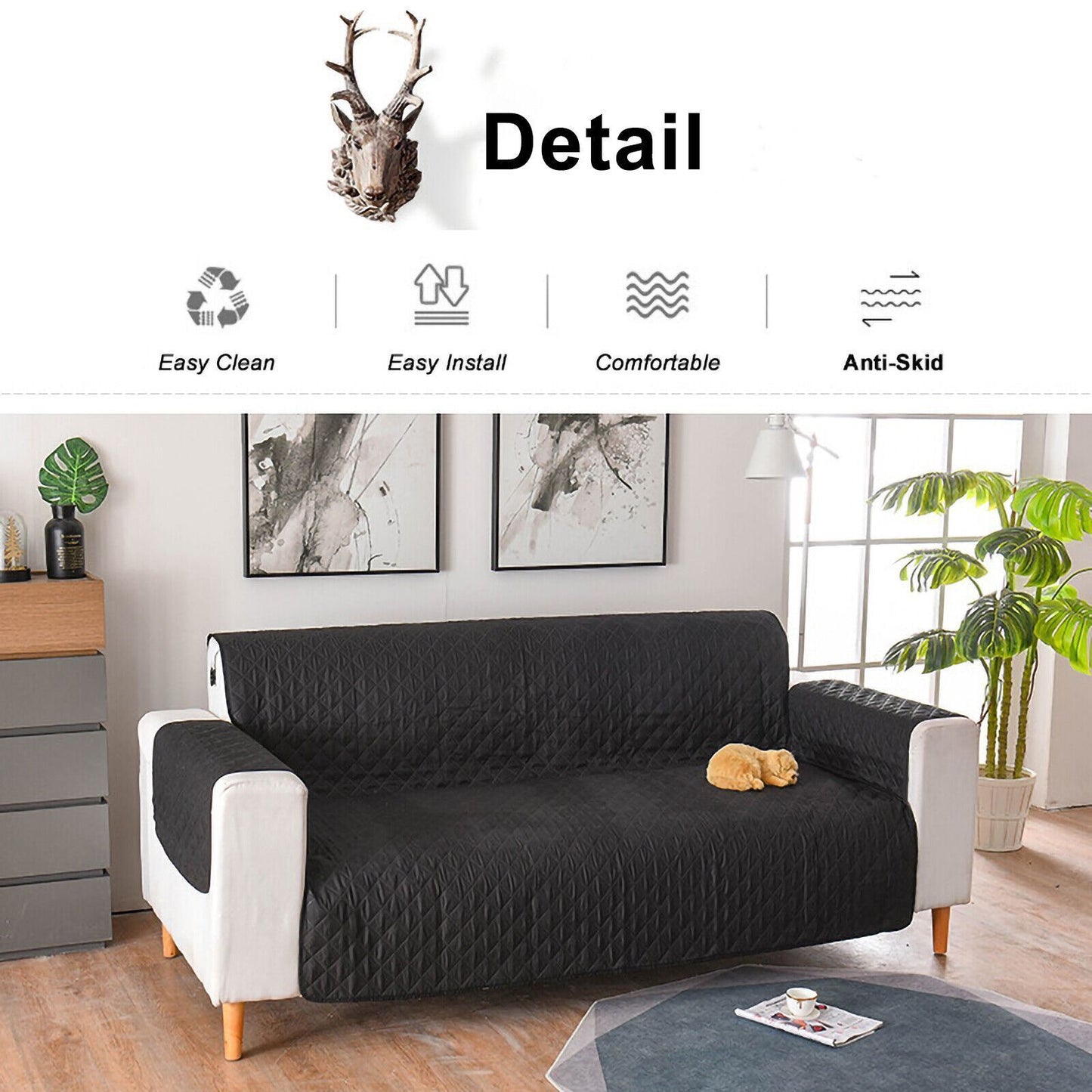 1/2/3 Seater Pet Sofa Protector Cover Quilted Couch Covers Lounge Slipcover