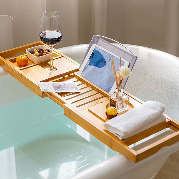 Premium Bamboo Extendable Bathtub Tray