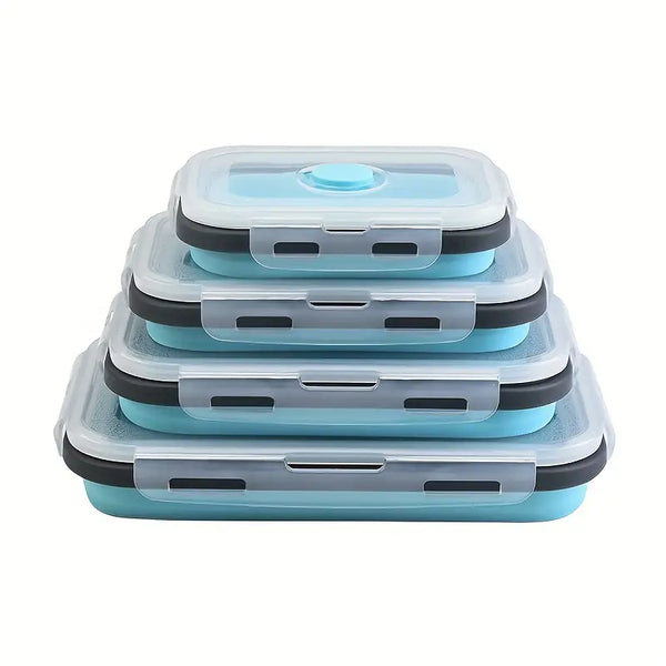 Silicone Food Storage Collapsible Containers for Kitchen, Bento Lunches and Leftovers (4-PCS)