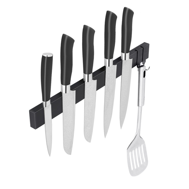 Magnetic No Drill Knife Holder - Wall Mount Magnet Strip with Hooks
