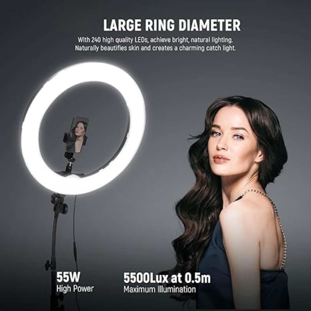 Premium Ring Light - Powerful 55W output for bright and clear lighting