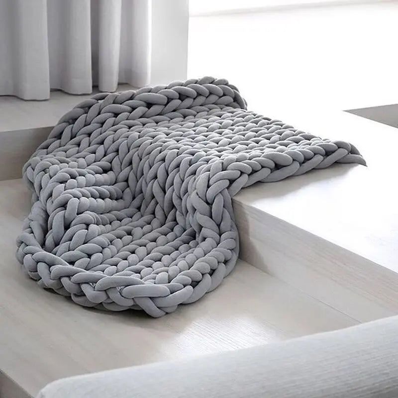 Chunky Knit Throw Handmade Weighted Blanket - SUPER COZY & CALMING BLANKET