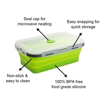 Silicone Food Storage Collapsible Containers for Kitchen, Bento Lunches and Leftovers (4-PCS)