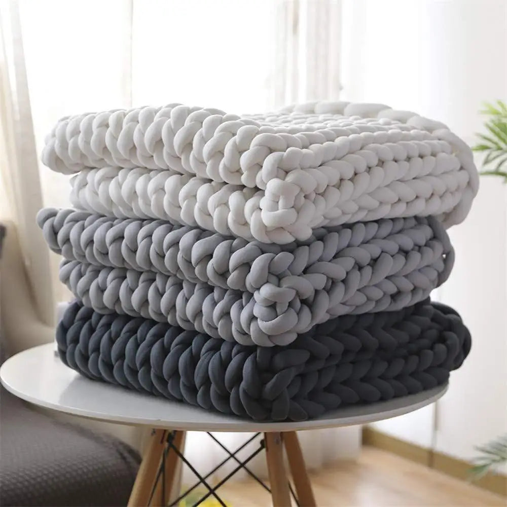 Chunky Knit Throw Handmade Weighted Blanket - SUPER COZY & CALMING BLANKET