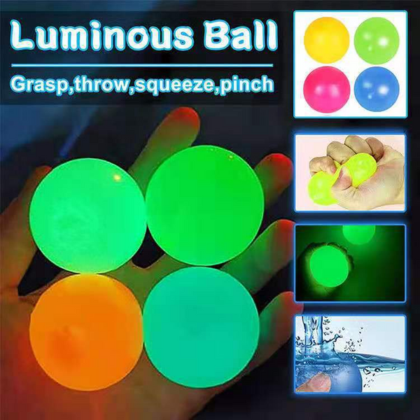 Decompression Glowing Wall Sticking Ball (4 PACK)