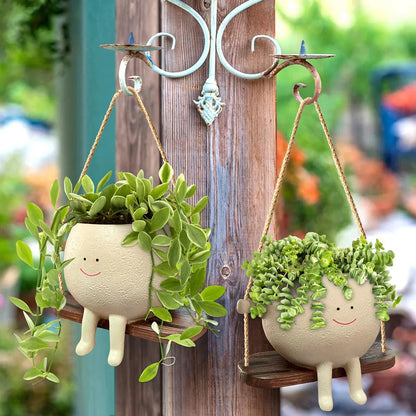 Swinging Face Planter Flower Pot - Resin Head Flower Pot for Indoor/Outdoor Plants