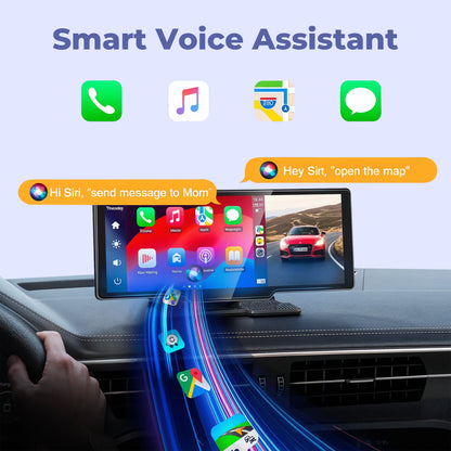 Universal Wireless 10.2" HD Carplay with Front cam and  FREE* Rear cam