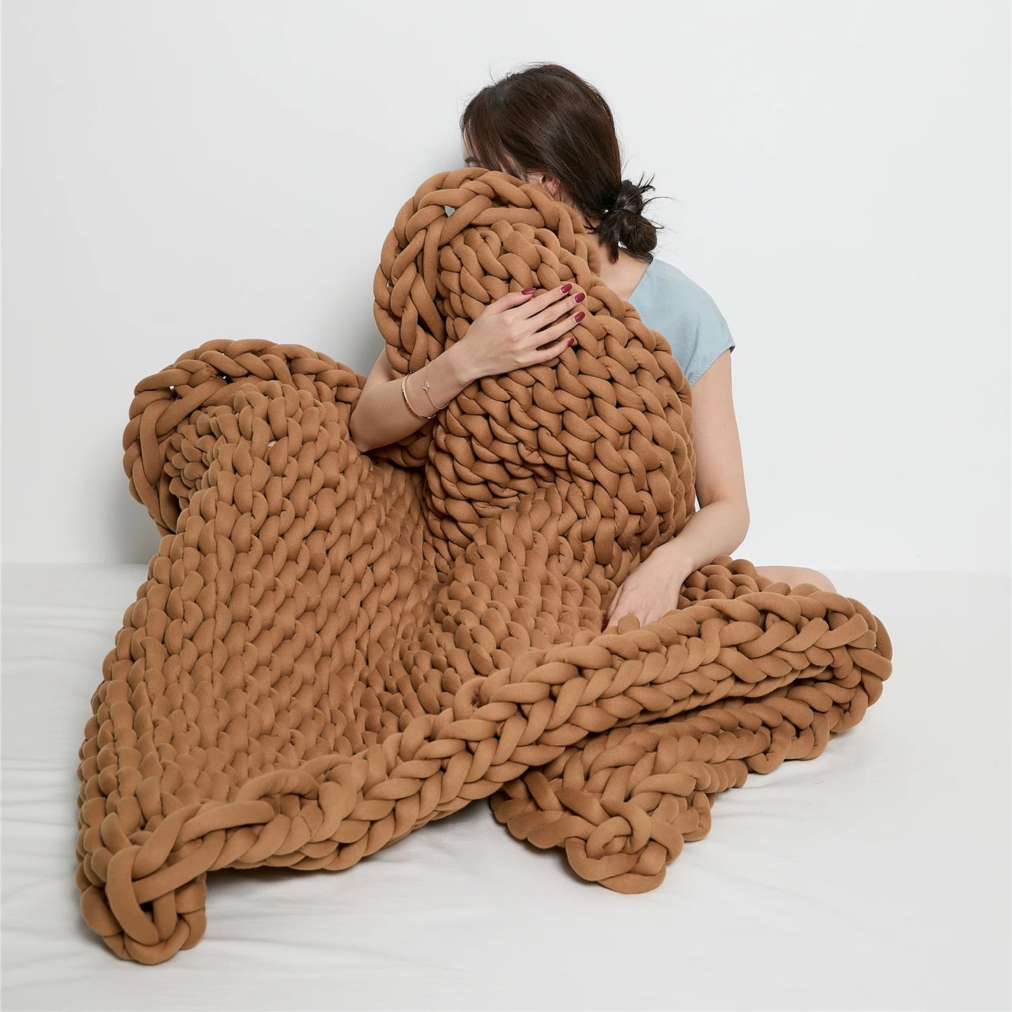 Chunky Knit Throw Handmade Weighted Blanket - SUPER COZY & CALMING BLANKET