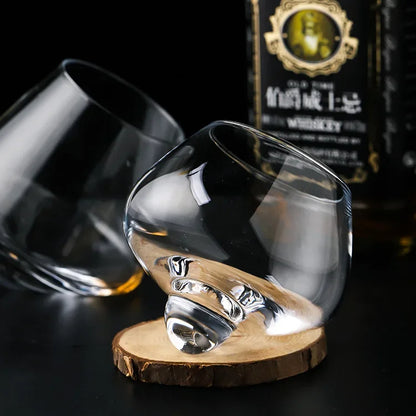 Belly Whiskey and Beer Glass - Rotating Tumbler for Cocktails, Wine and other Drinks